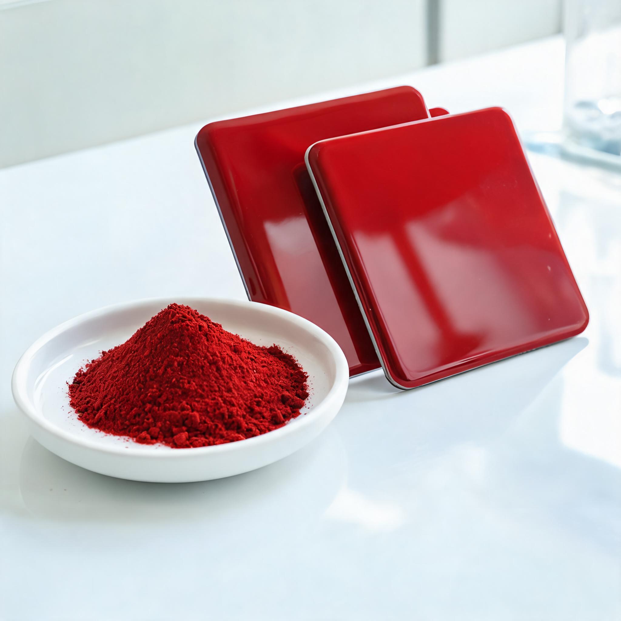 PR177 DPP Red pigment laboratory photograph